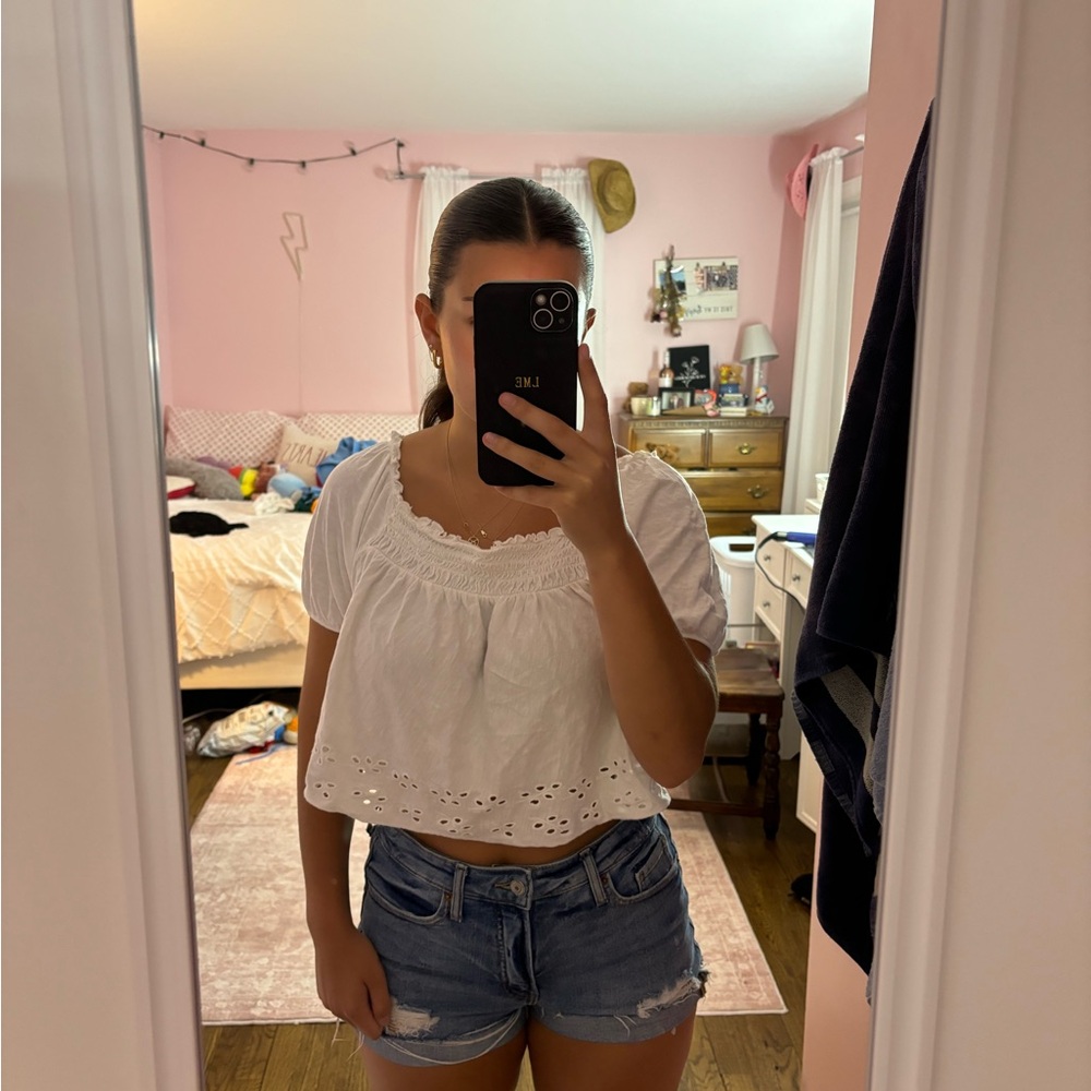 White Eyelet Women's Top
